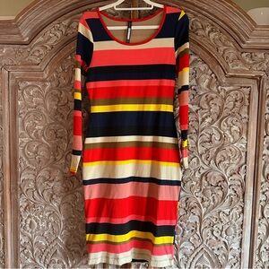 Tracy Reese Colorful Striped Long Sleeve Dress